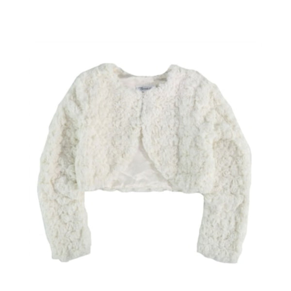 Faux fur bolero cardigan jacket coat shrug in cream