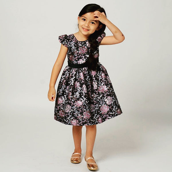 Sonia navy & silver bow dress