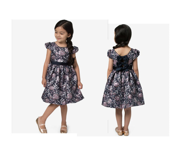 Sonia navy & silver bow dress