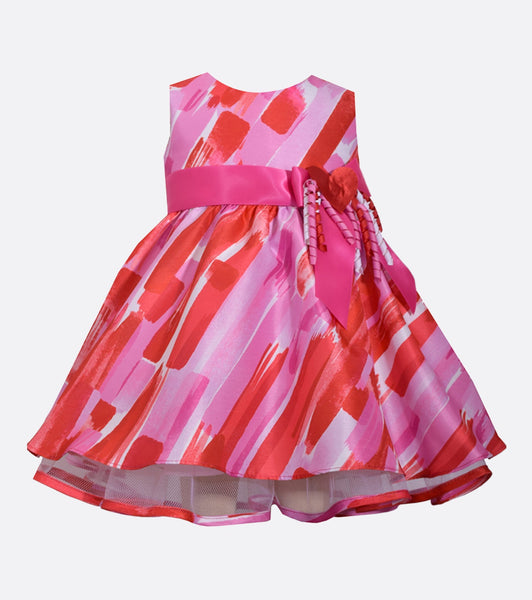 Fiona pink heart ribbon dress with net petticoat in shantung silk