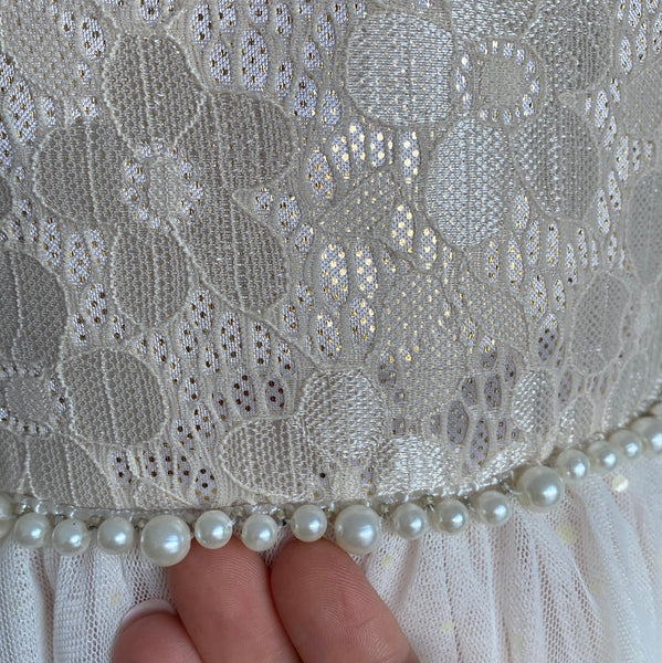 Maggie Pearl pale pink blush party Flowergirl  dress with a pearl embellished waist