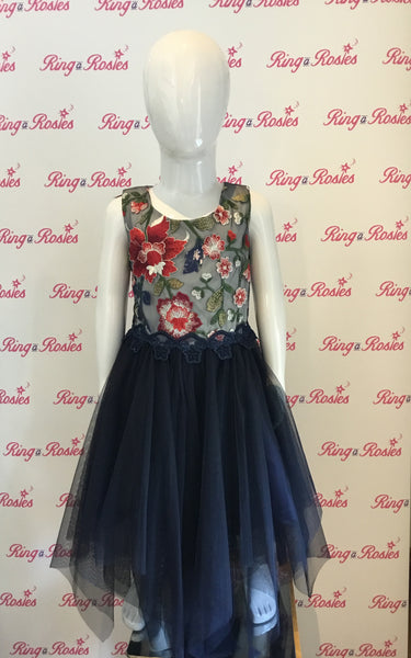 Jenny navy handkerchief tulle dress