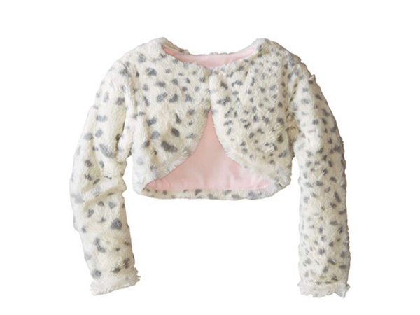 Faux fur bolero cardigan jacket coat shrug leopard print grey