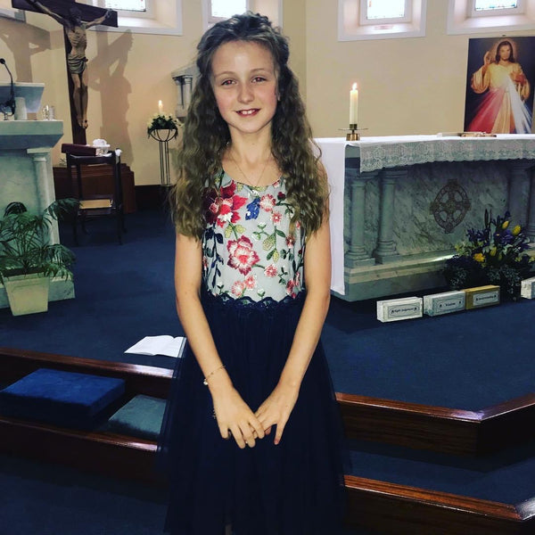Jenny navy handkerchief tulle dress