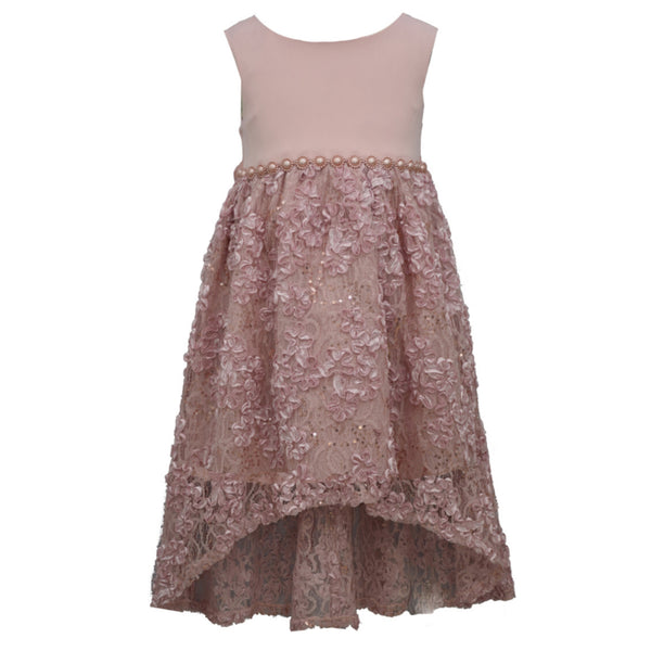 pink dipped hem confirmation dress