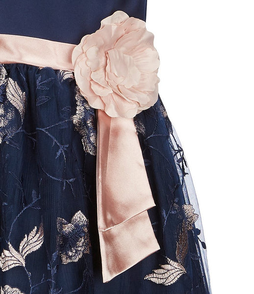 pink nude rose gold embroidered lace dress