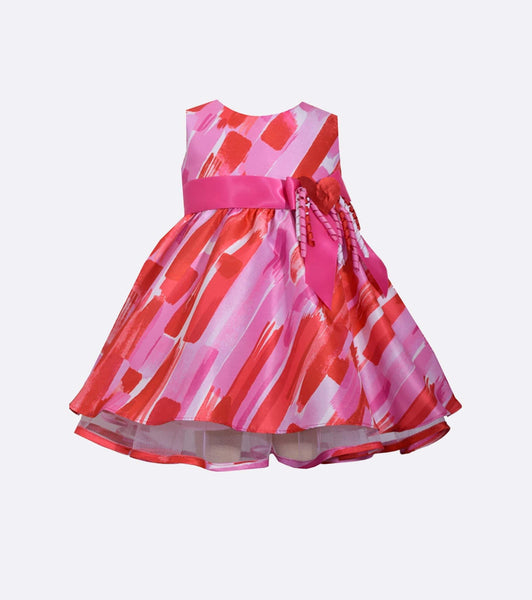 Fiona pink heart ribbon dress with net petticoat in shantung silk