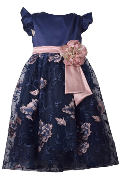 navy and pink short sleeve lace dress 