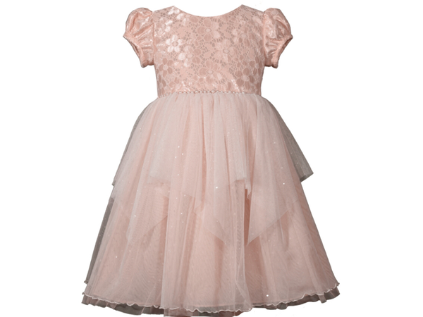 Maggie Pearl pale pink blush party Flowergirl  dress with a pearl embellished waist
